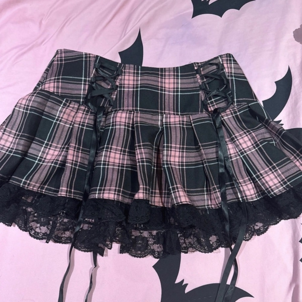 Dolls kill lace plaid mini skirt M